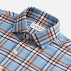 Sky blue Oakhurst flannel shirt collar - cozy texture and refined tailoring