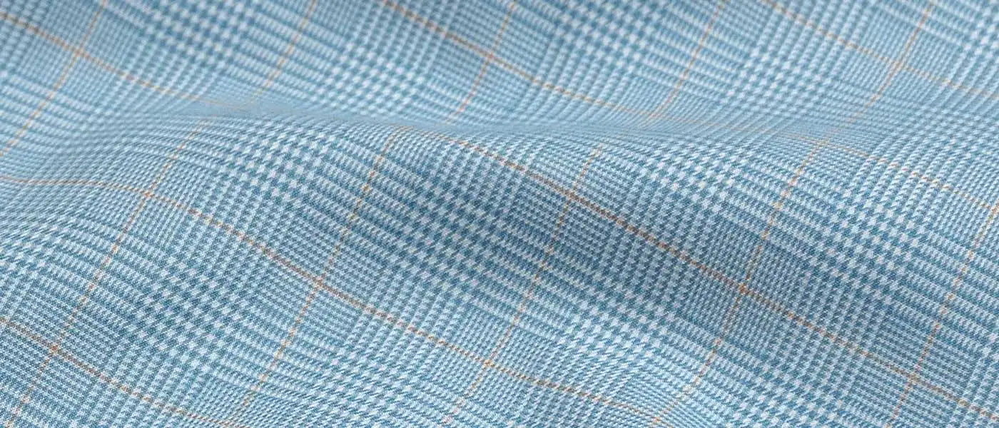 Close-up of blue checkered fabric texture