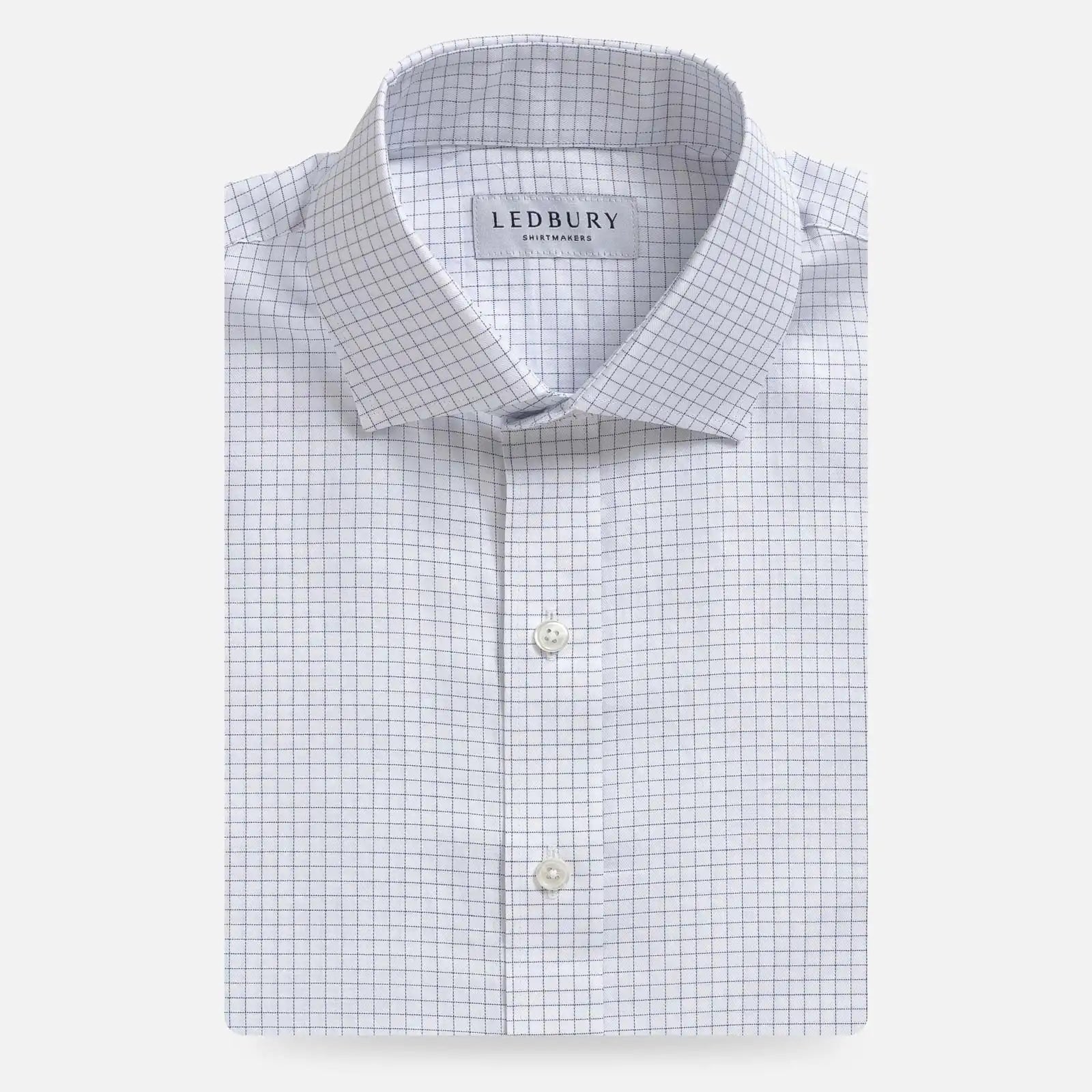 Blue Lymann Check custom dress shirt - Ledbury tailored fit front view
