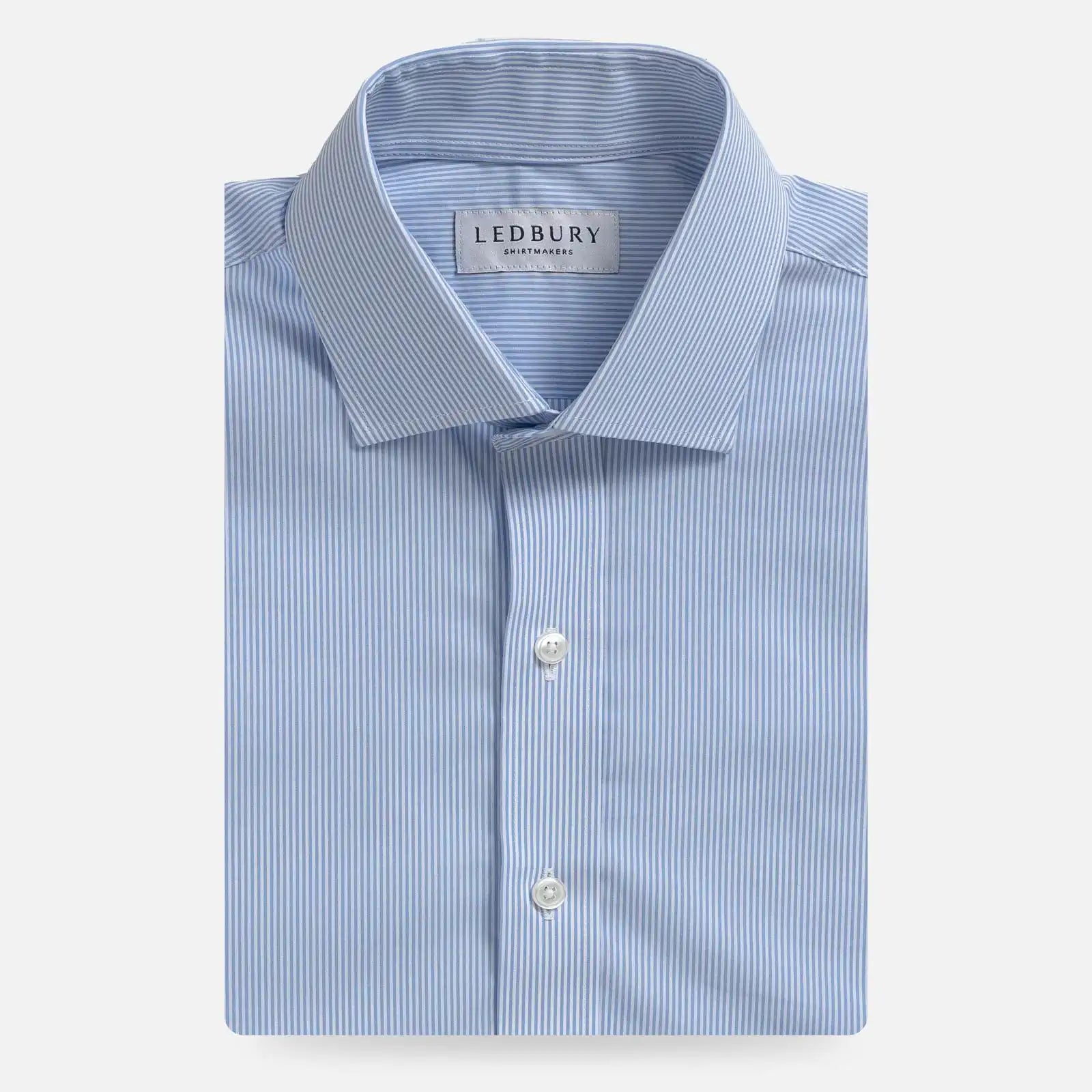 Light blue Parksley Stripe custom dress shirt - Ledbury front view