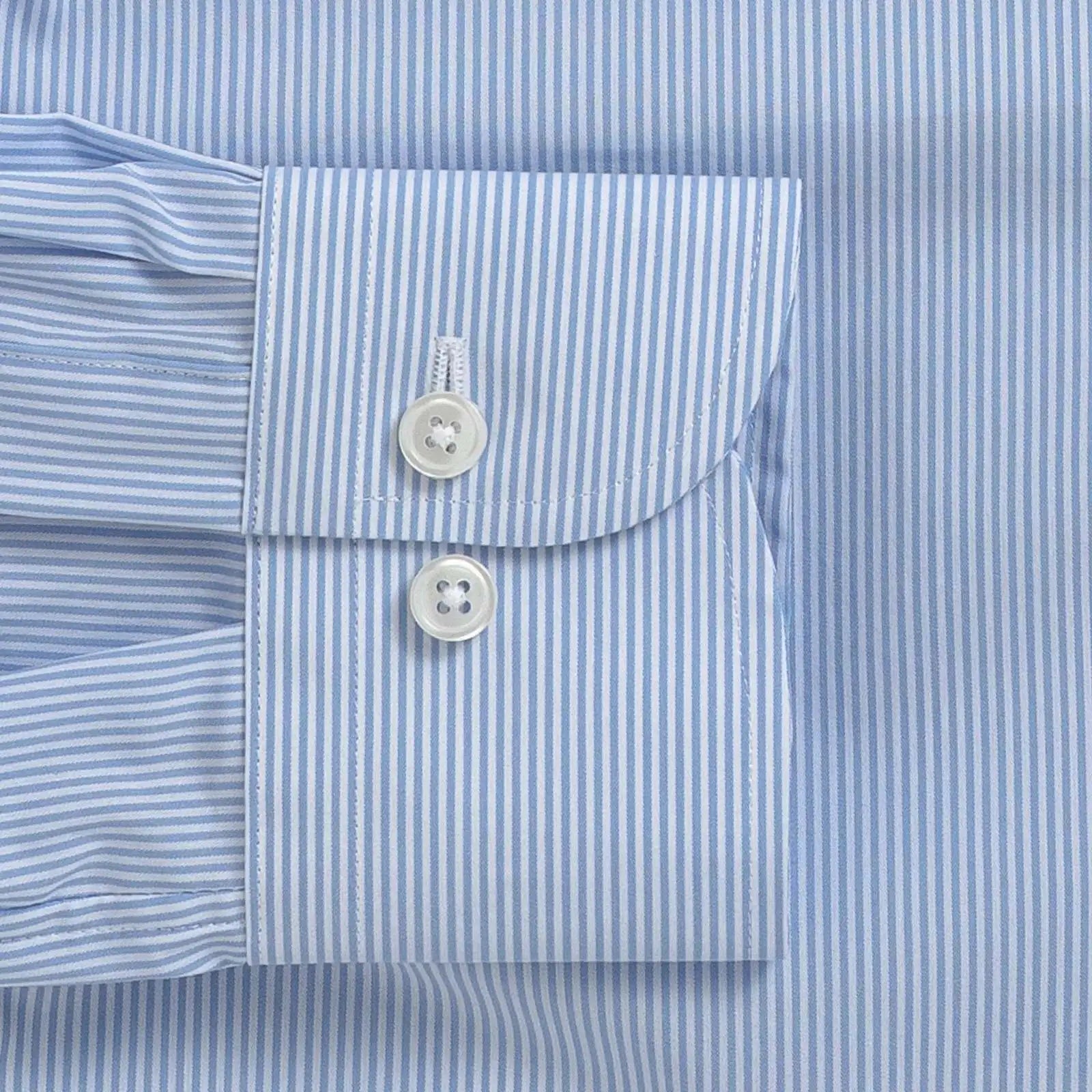 Light blue Parksley Stripe shirt sleeve detail - double button barrel cuff