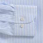 Light blue Tindley Stripe custom shirt - double button barrel sleeve close-up