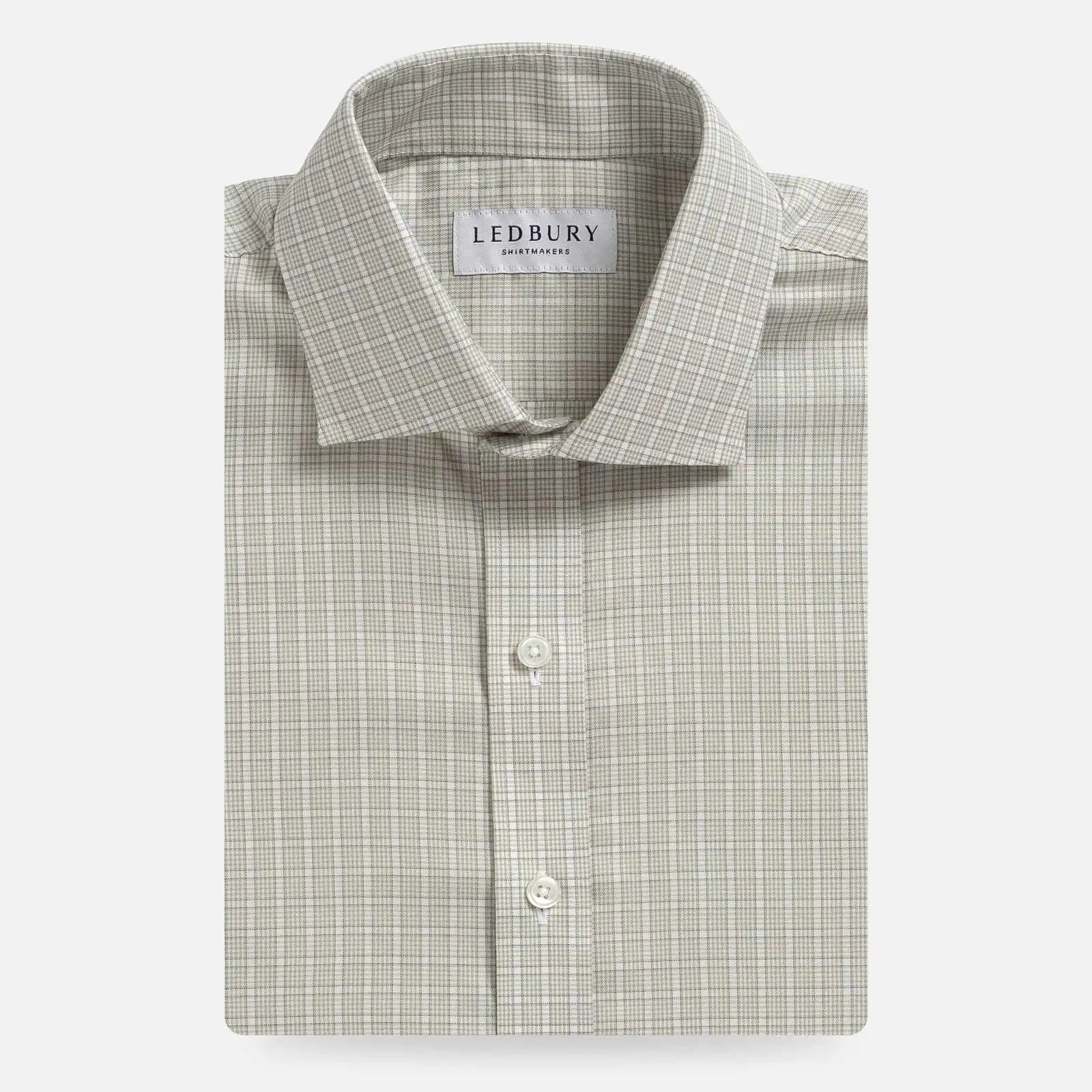 Light sage Baldwick Check custom dress shirt - Ledbury front view