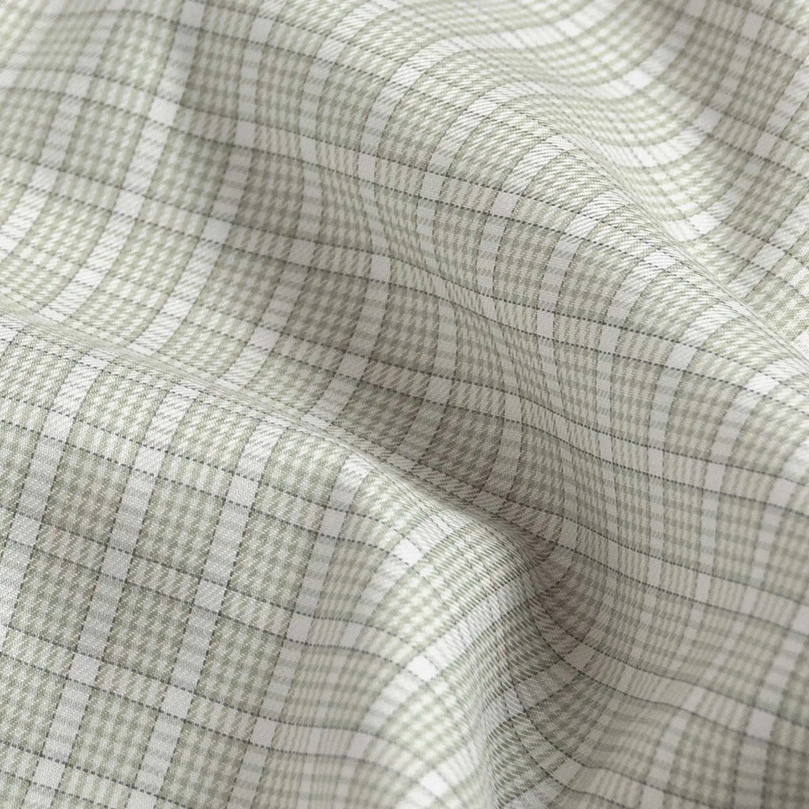 Light sage cotton lyocell twill check fabric detail - Ledbury Baldwick Check dress shirt