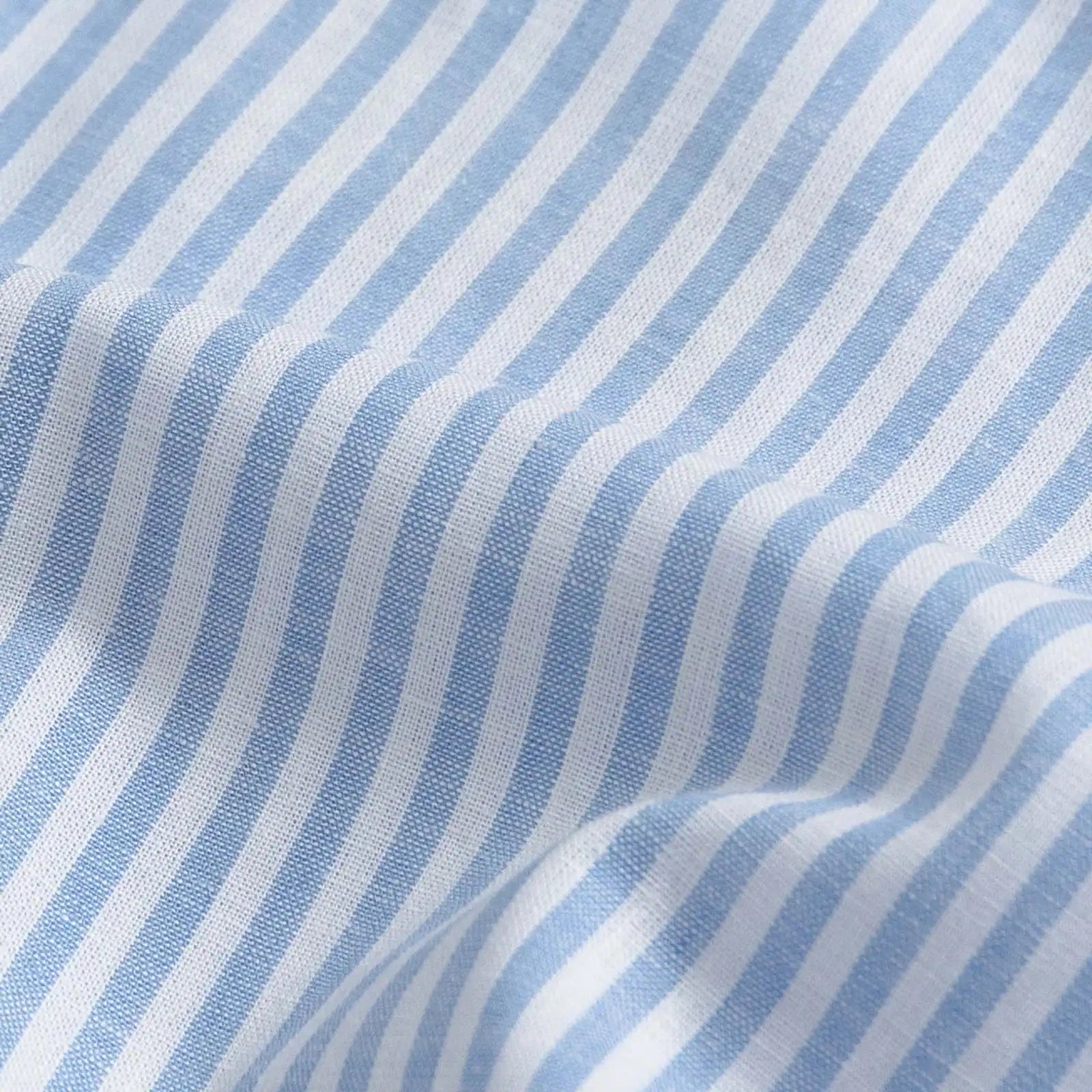 Light blue cotton linen stripe fabric detail - Ledbury Sondra dress shirt