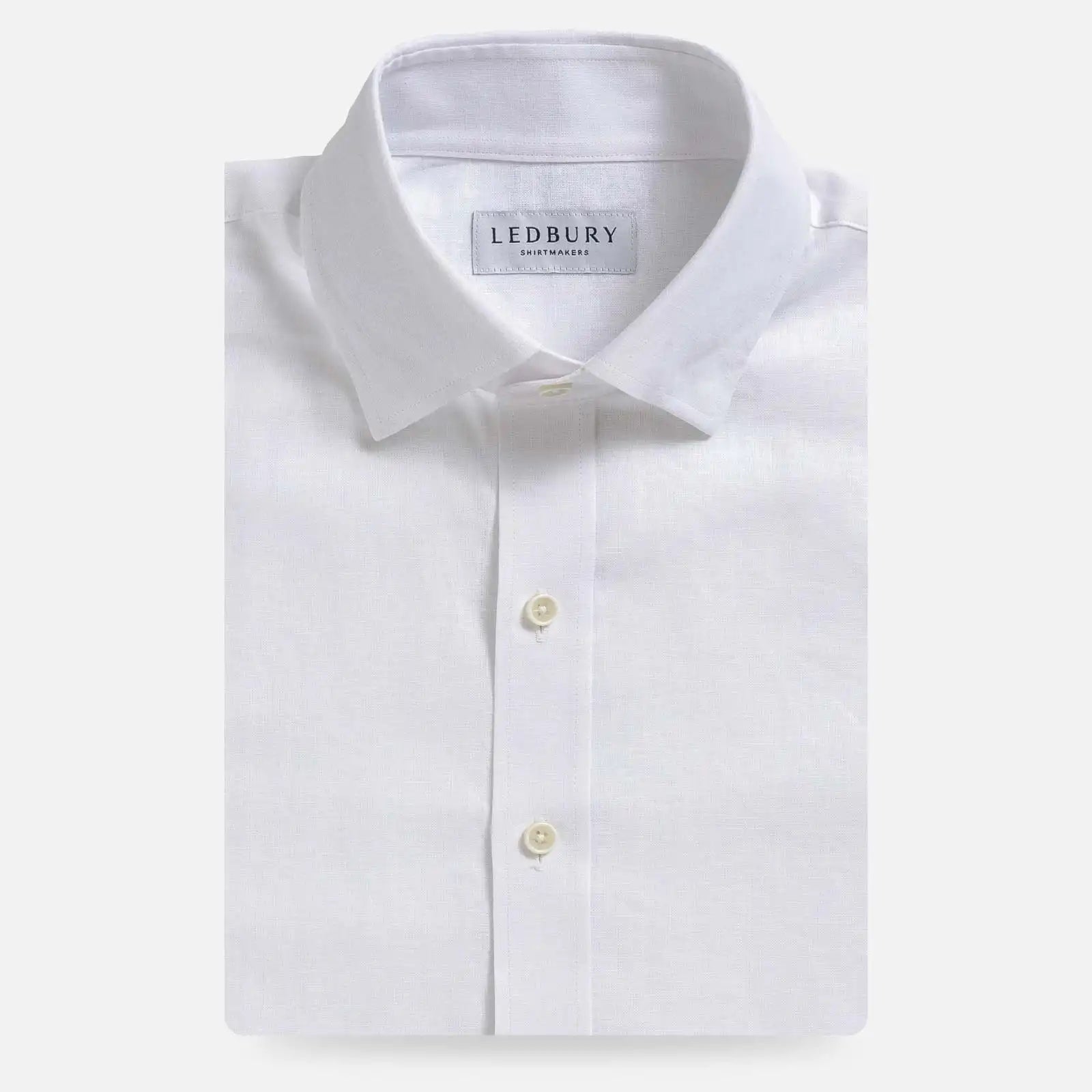 White Culley Cotton Linen custom casual shirt - Ledbury front view
