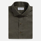 Dark olive Varley Cotton Linen custom casual shirt - Ledbury front view