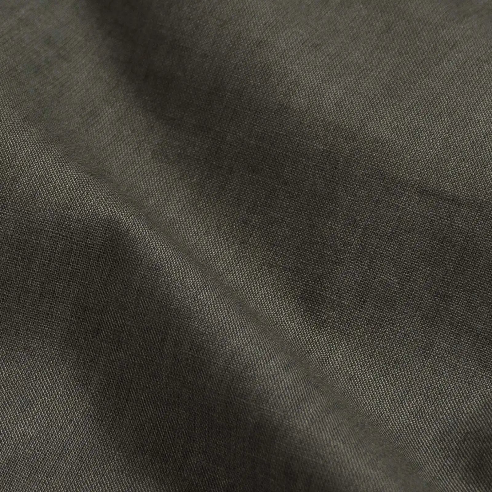 Dark olive cotton linen fabric detail - Ledbury Varley casual shirt
