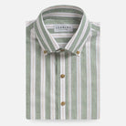 Olive Morey Cotton Linen Stripe custom casual shirt - Ledbury front view
