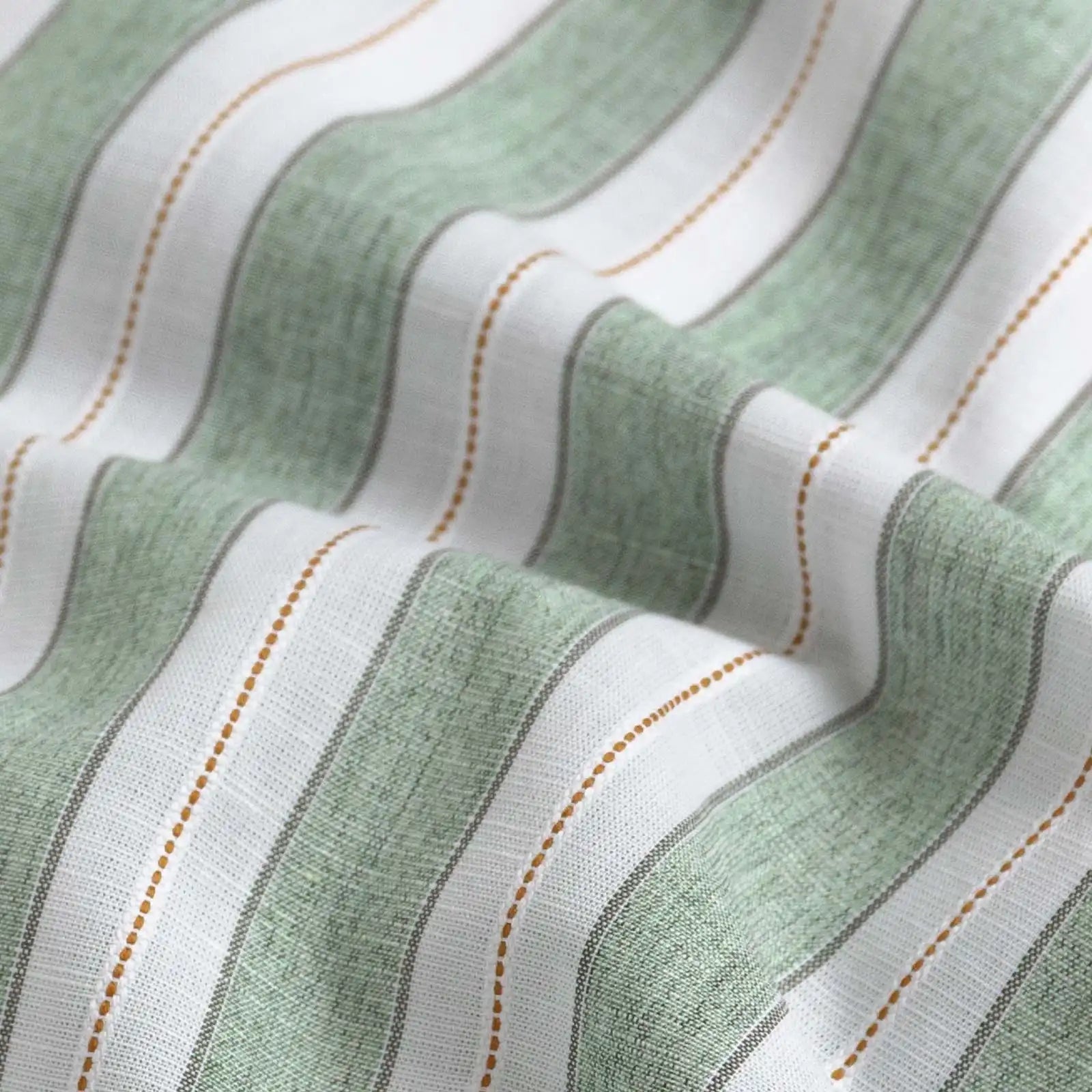 Olive cotton linen stripe fabric detail - Ledbury Morey casual shirt
