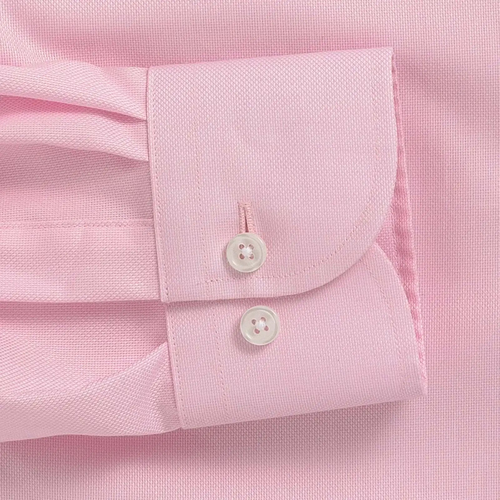 Pink Ancroft Royal Oxford custom shirt - sleeve and double button barrel cuff close-up