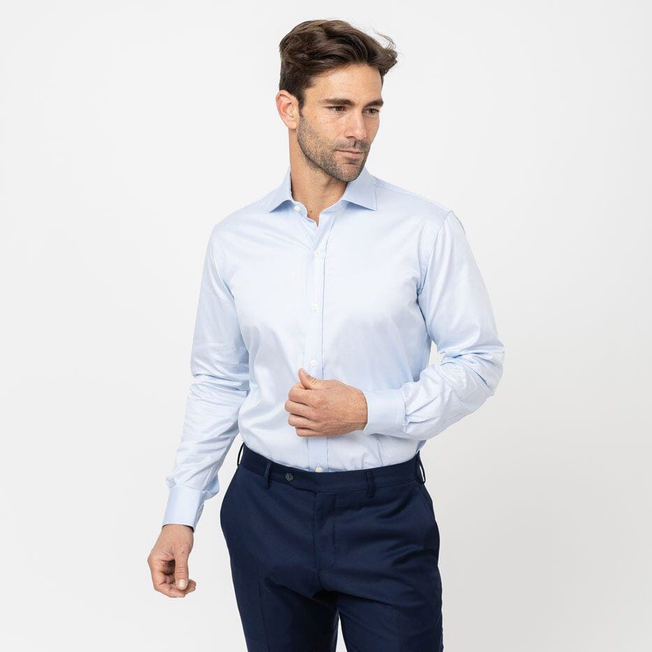 The Blue Fine Twill Spread Dress Shirt Dress Shirt- Ledbury