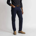 Ledbury Navy Franklin 5 Pocket Custom Pant — full front view, made to order in your choice of waist size and inseam