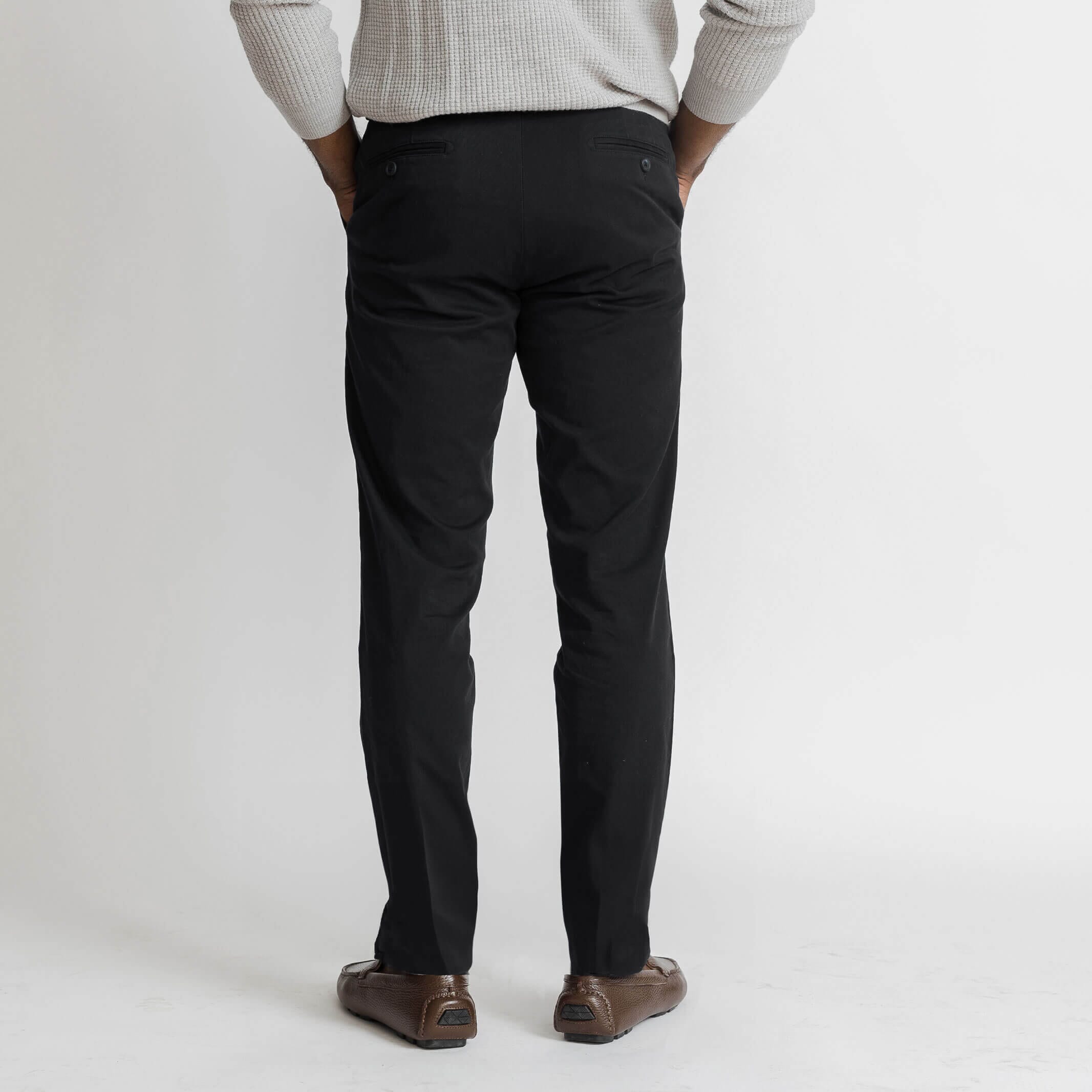 Men's black chino pants close-up - Richmond fit tailored style