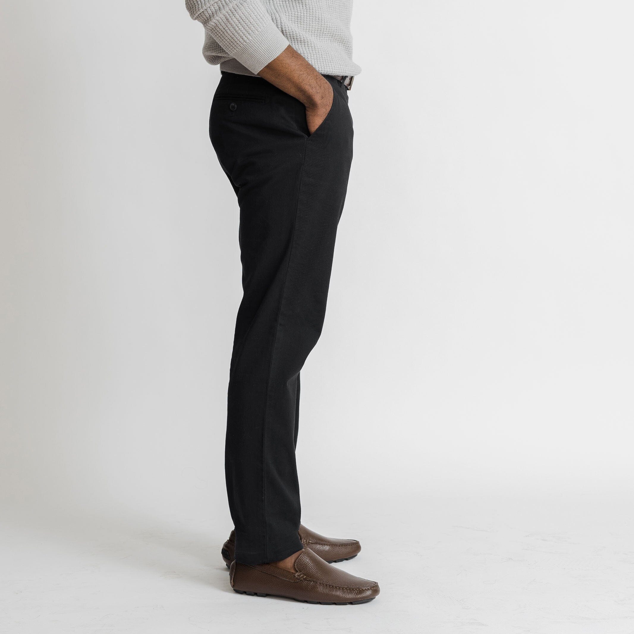 Black chinos detail view - Richmond modern fit cotton