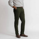 Forest green chinos detail view - Richmond modern fit cotton