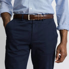 Navy chino fabric detail - stretch cotton twill Richmond pant