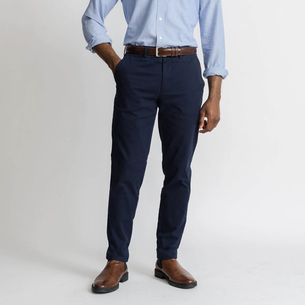 Navy chino pants men's Richmond fit - cotton twill custom pant