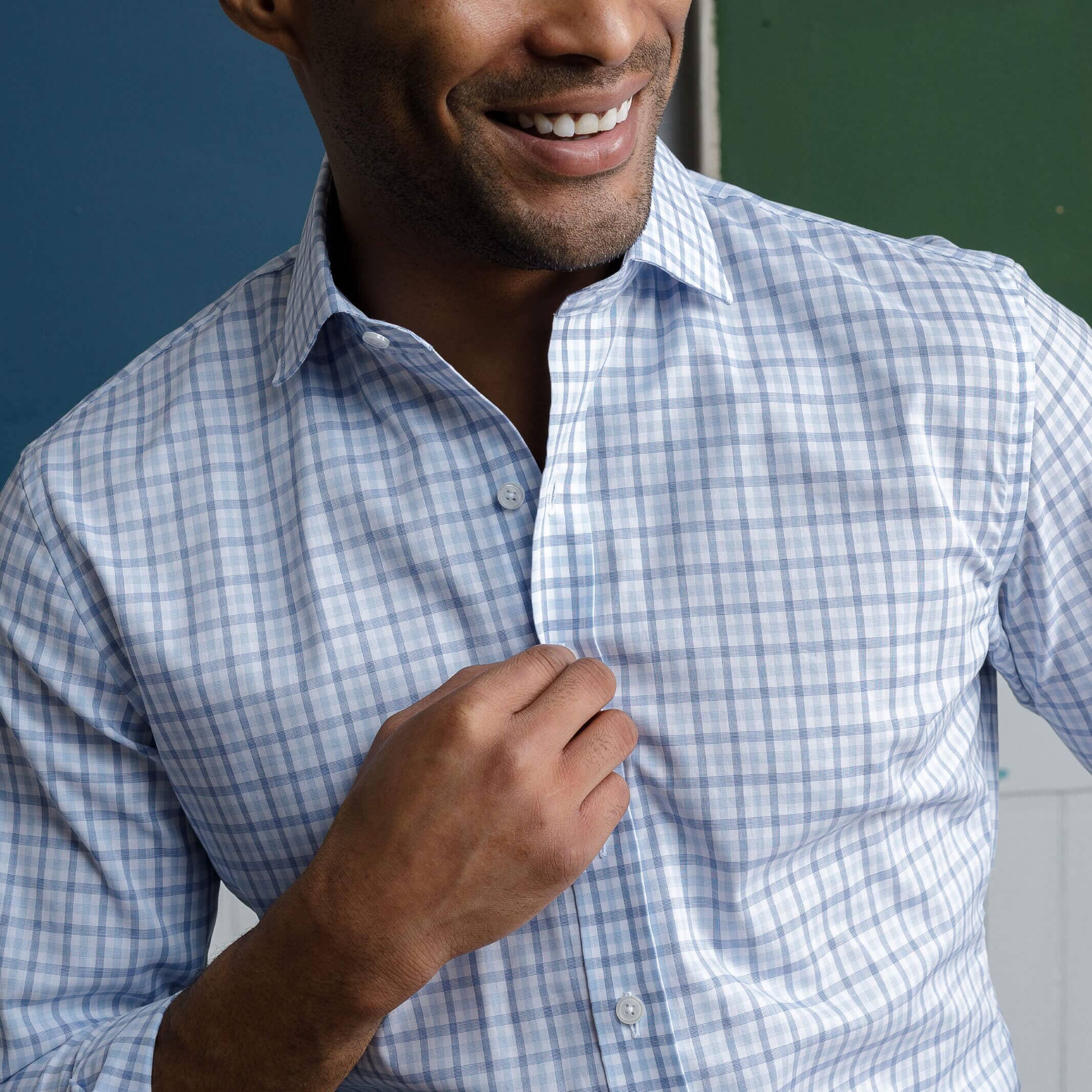 The Navy Blue Arville Comfort Stretch Custom Shirt Custom Dress Shirt- Ledbury