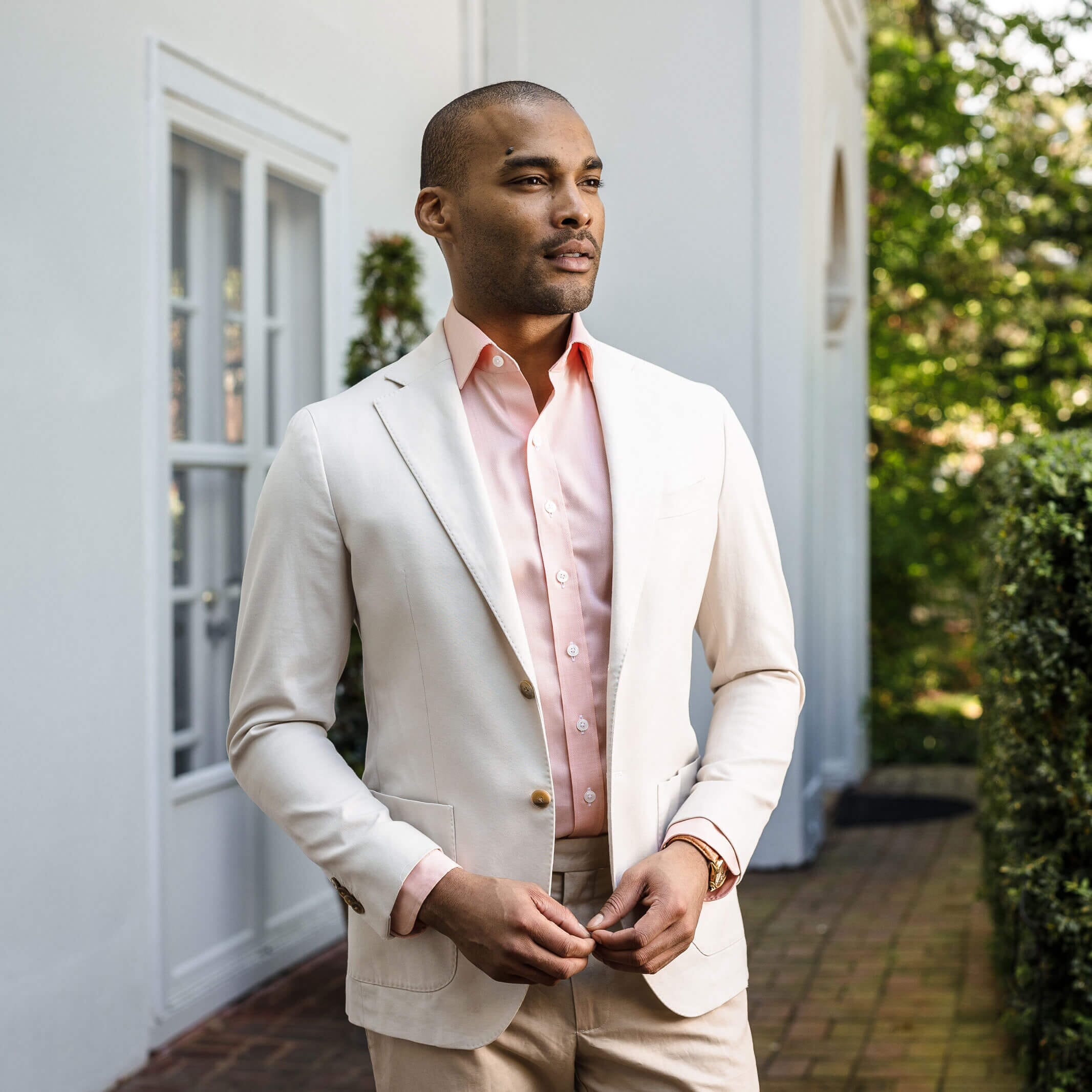 The Orange Hutchins Herringbone Custom Shirt Custom Dress Shirt- Ledbury