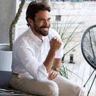 The White Barretto Cotton Linen Custom Shirt Custom Casual Shirt- Ledbury