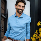 The Blue Heather Arlon Knit Long Sleeve Custom Polo Custom Polo- Ledbury