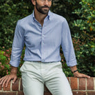 The Light Blue Brentford Oxford Stripe Custom Shirt Custom Casual Shirt- Ledbury