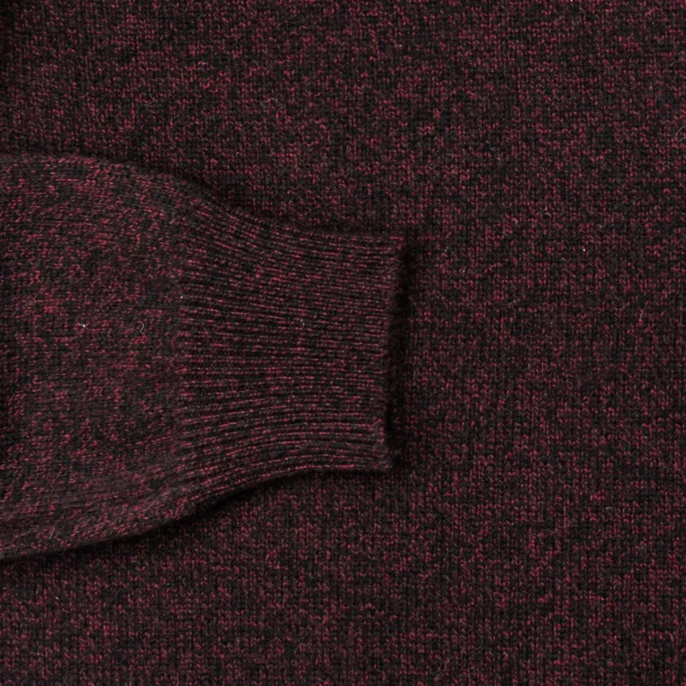 Sleeve and cuff detail on the Dark Burgundy Brewer Mock Neck Sweater