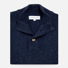Navy Heather Brewer Mock Neck Sweater laid flat