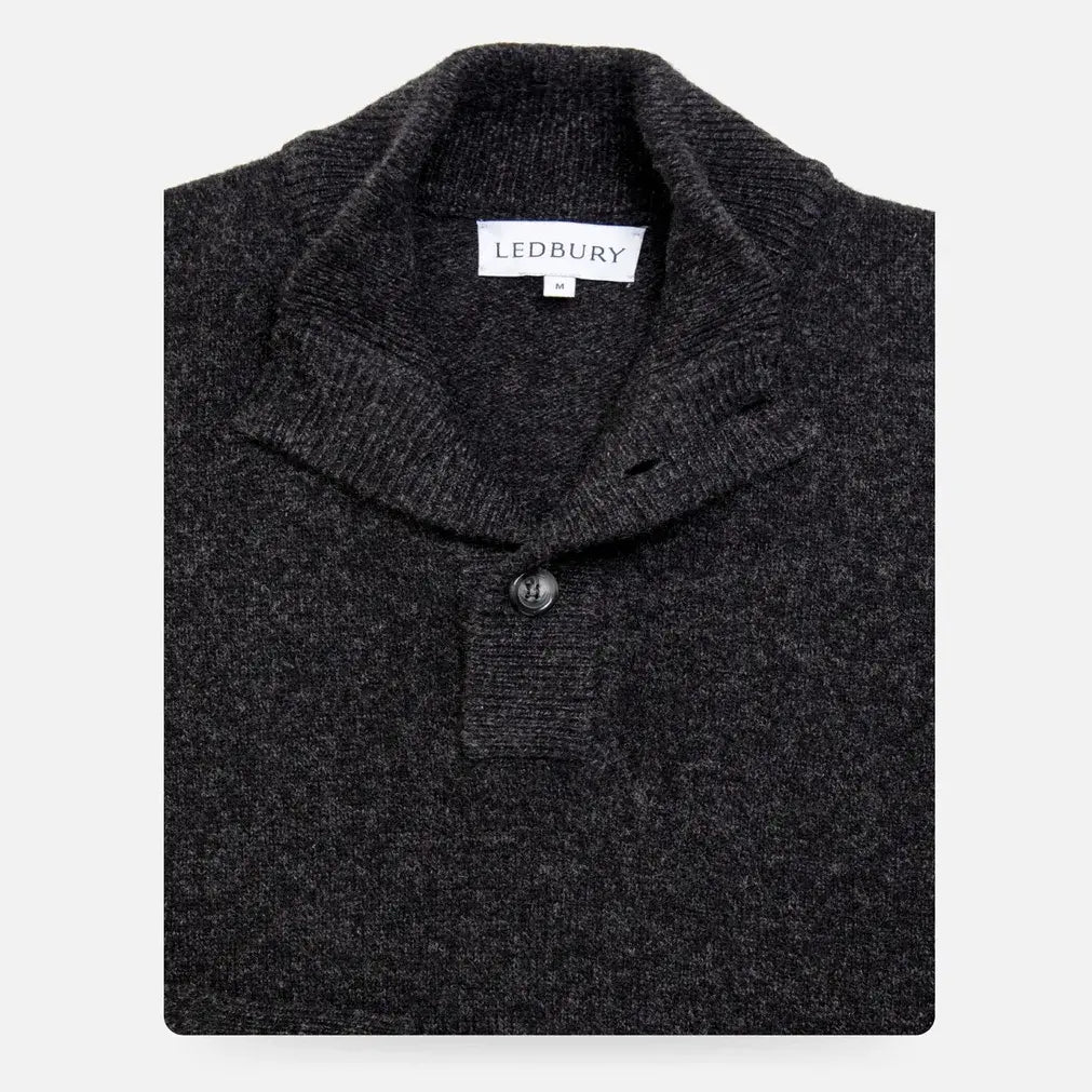 Dark Grey Brewer Mock Neck Sweater laid flat and folded