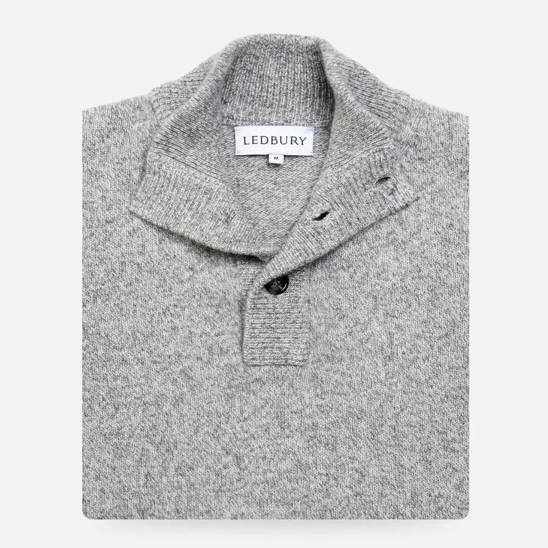 Smoke Heather Brewer Mock Neck Sweater laid flat