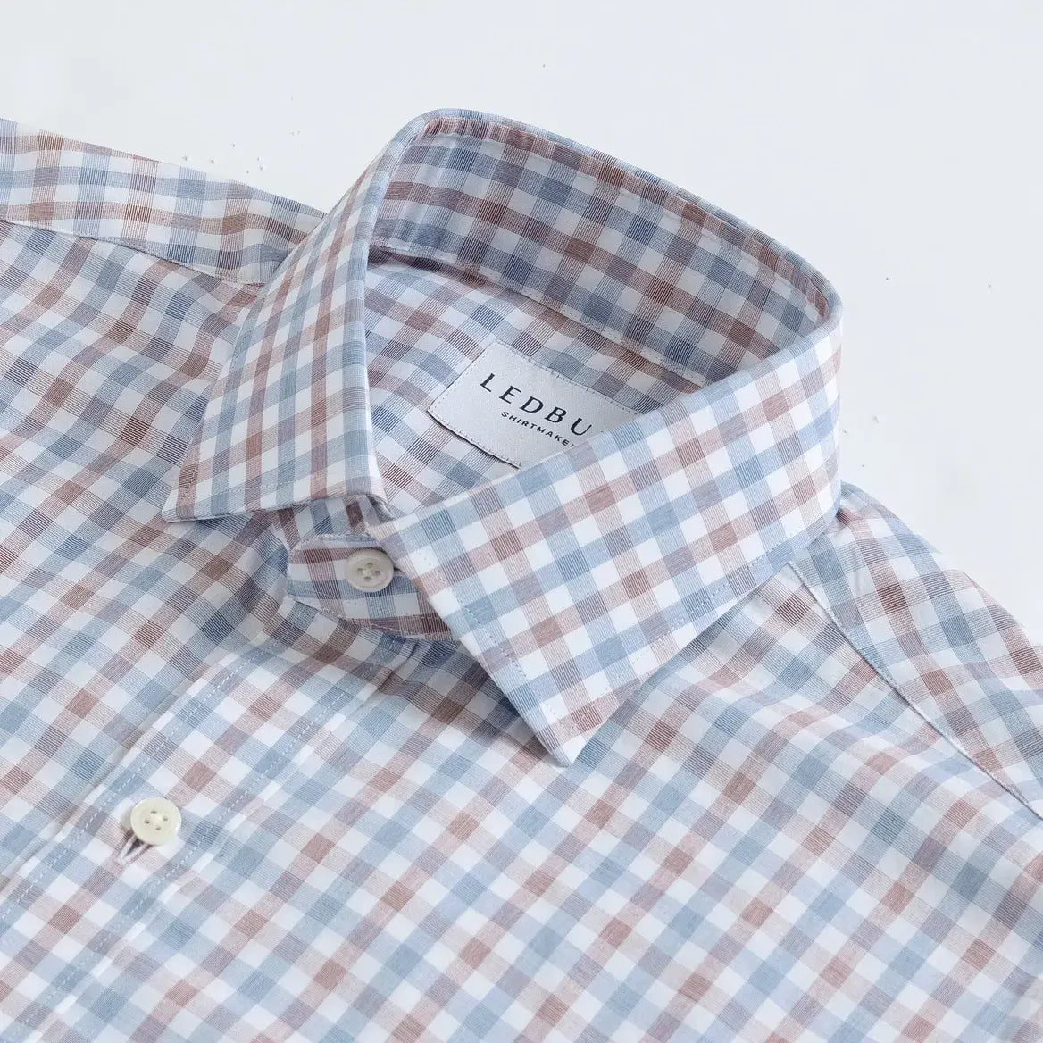 Comfort stretch brown dress shirt fabric close-up