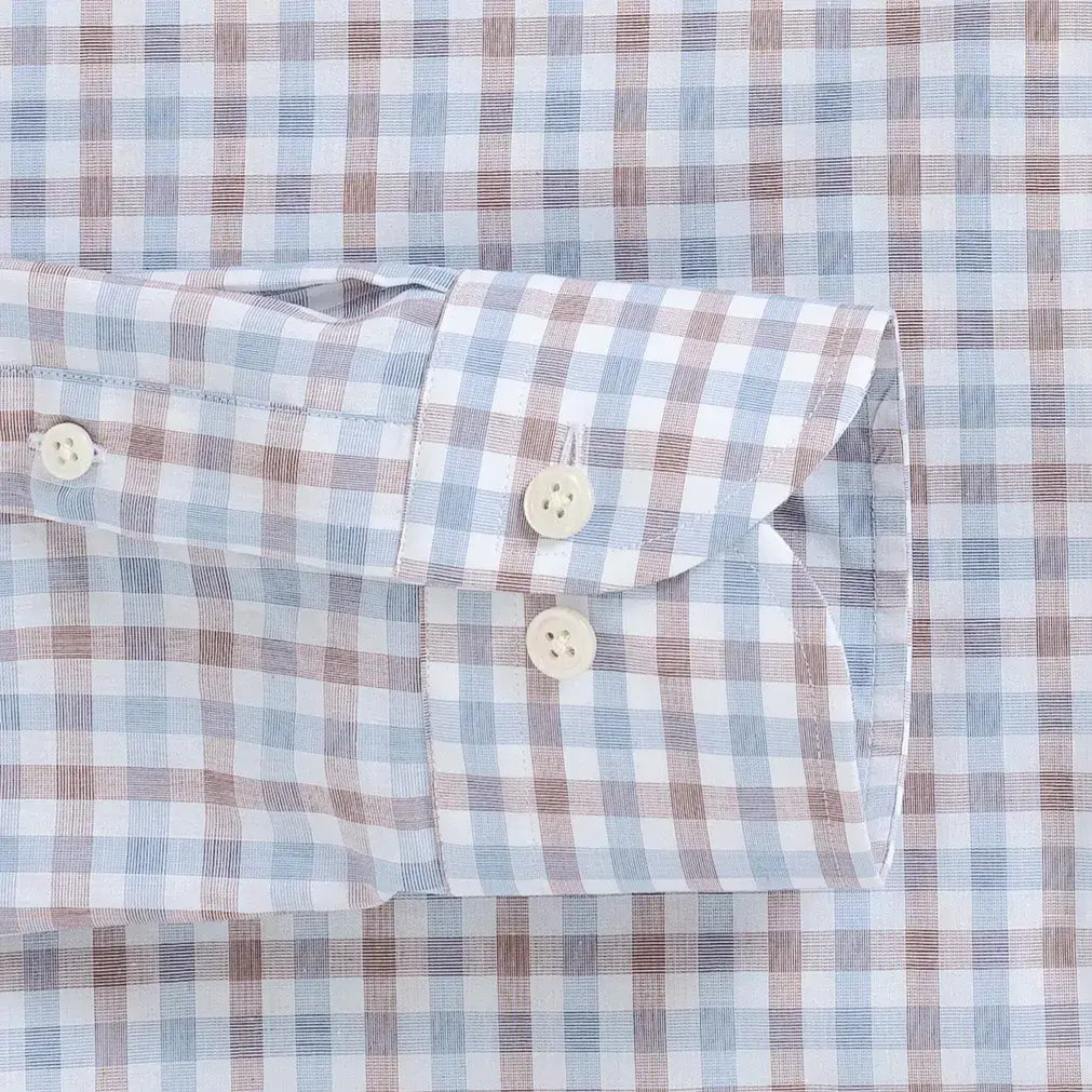 Custom dress shirt cuff and sleeve detail - brown Arville