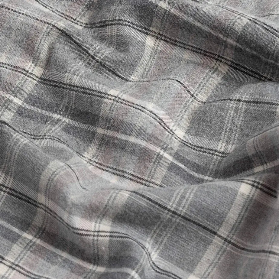 Callisto Plaid fabric swatch - 100% cotton lightweight brushed flannel texture