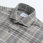 Callisto Plaid shirt short spread Alden collar detail - light grey with rose and blue accents