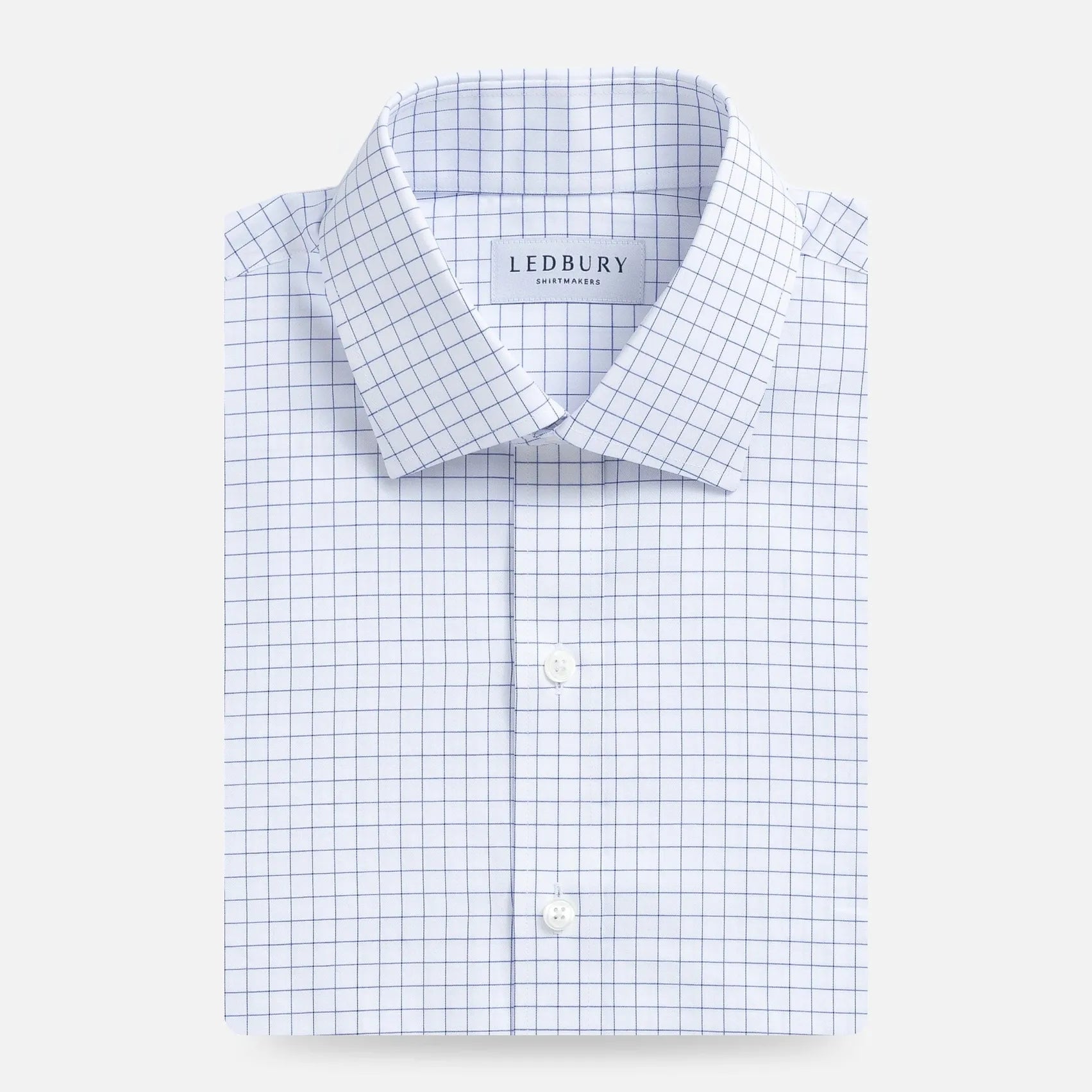 Blue windowpane check custom dress shirt - Ledbury Cliffe