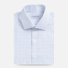 Blue windowpane check custom dress shirt - Ledbury Cliffe