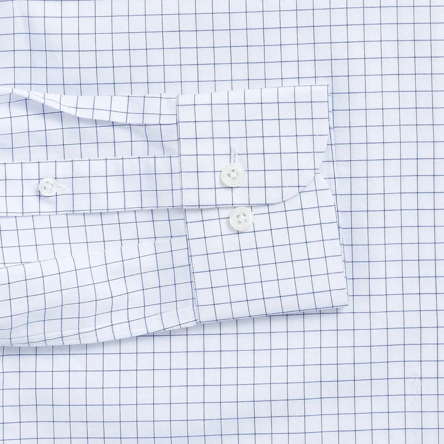 Blue Cliffe windowpane dress shirt cuff and sleeve detail