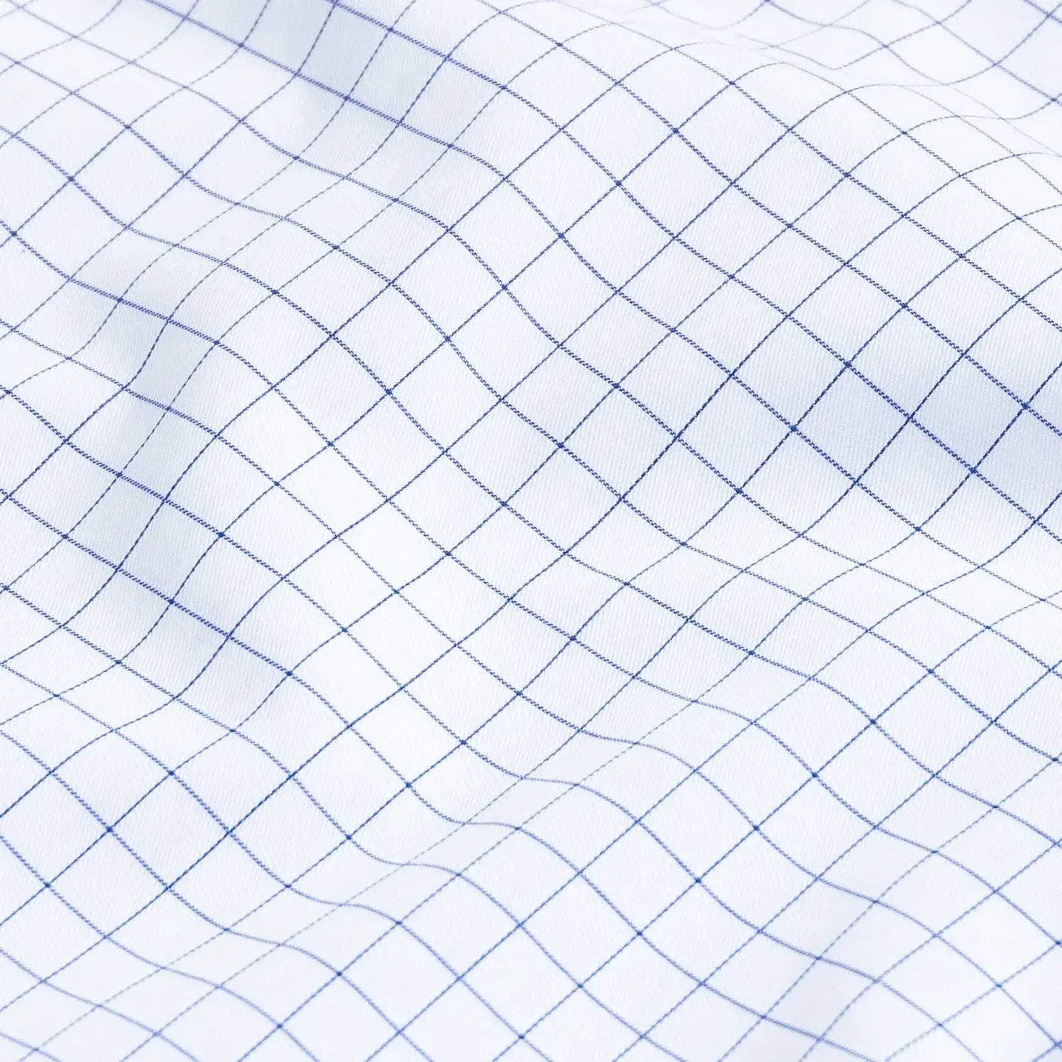 Blue windowpane check dress shirt fit and drape