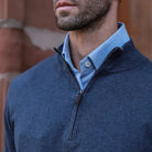 Cadet Blue Easterley Pullover Sweater – collar detail View