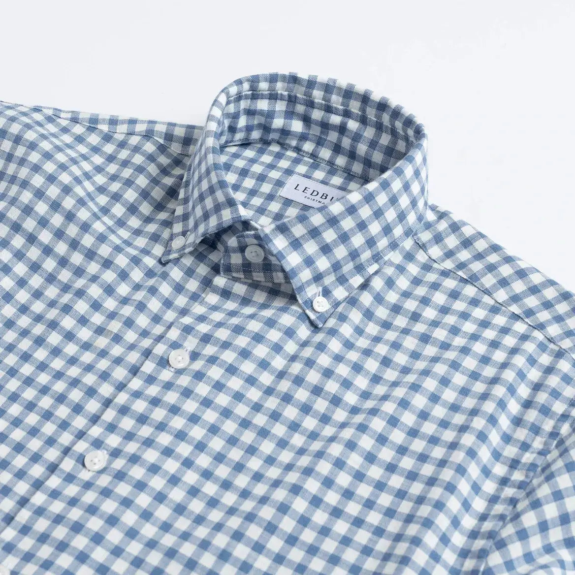The Light Blue Farwell Gingham Custom Shirt Custom Casual Shirt- Ledbury