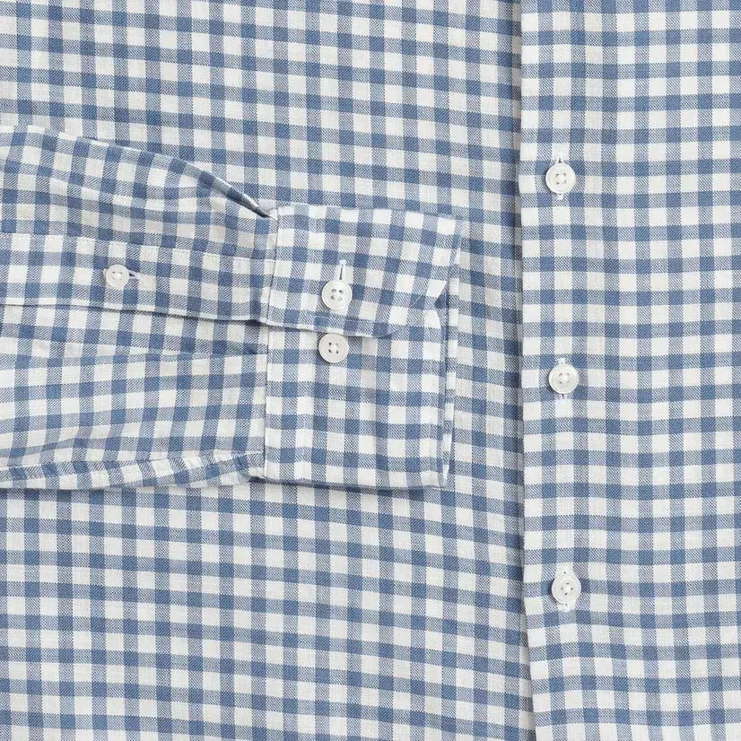 The Light Blue Farwell Gingham Custom Shirt Custom Casual Shirt- Ledbury