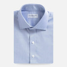 Blue Monti Sinclair dobby dress shirt front view - Italian-woven custom shirt