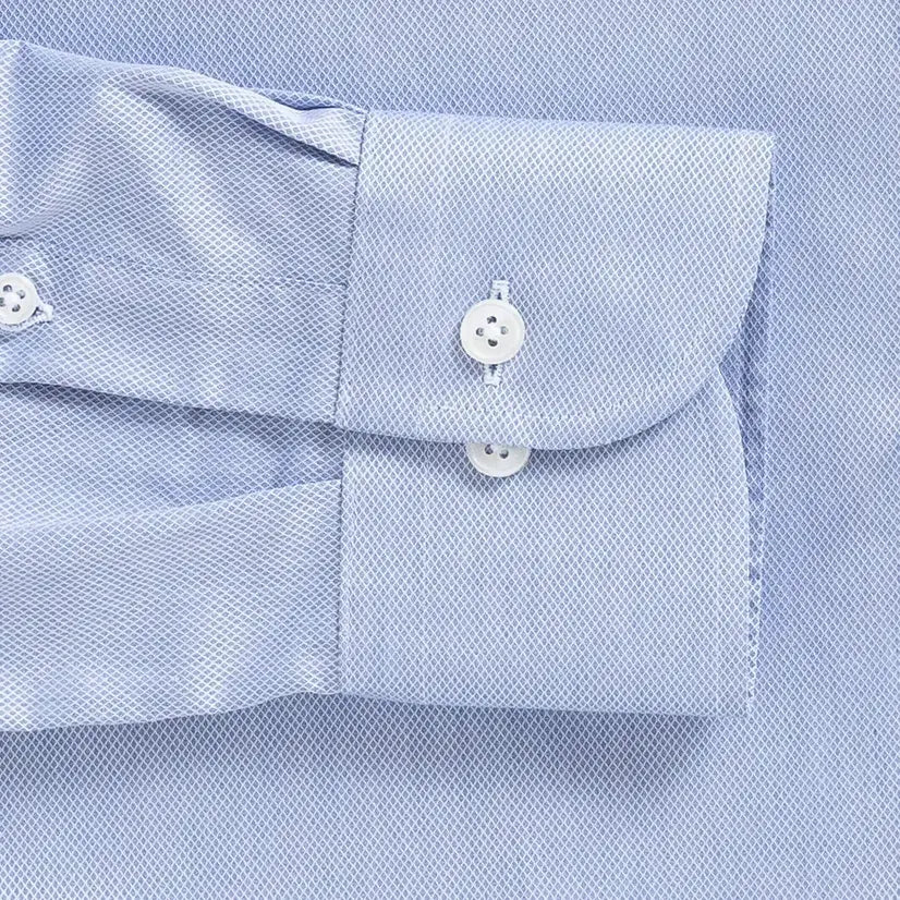 Blue Monti Sinclair dress shirt sleeve and cuff detail - double button barrel cuff