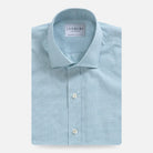 Green chambray custom dress shirt front view - Ledbury Hucks textured shirt
