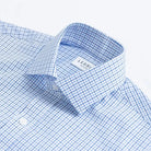 Blue multi-toned check dress shirt collar detail