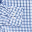Blue Hughes check dress shirt cuff and sleeve detail