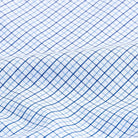 Custom dress shirt blue Hughes check pattern close-up