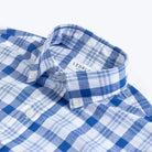 Collar detail blue plaid cotton linen shirt - Ledbury Joyner casual shirt