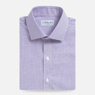Purple gingham dress shirt flat lay - Kent micro-twill custom fit